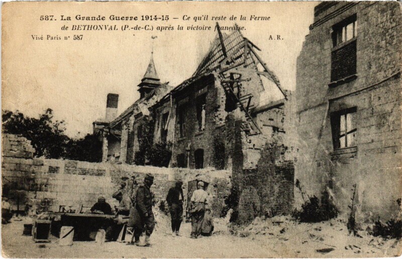 Carte postale ancienne Ferme de Bethonval Guerre