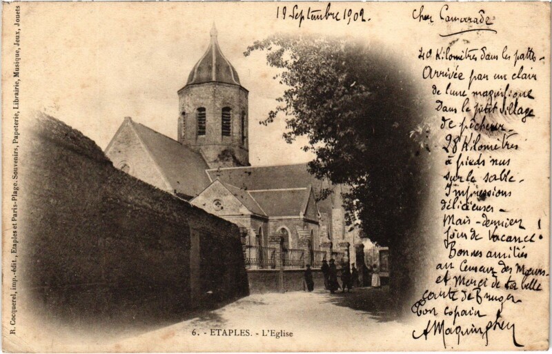 Carte postale ancienne Etaples Eglise