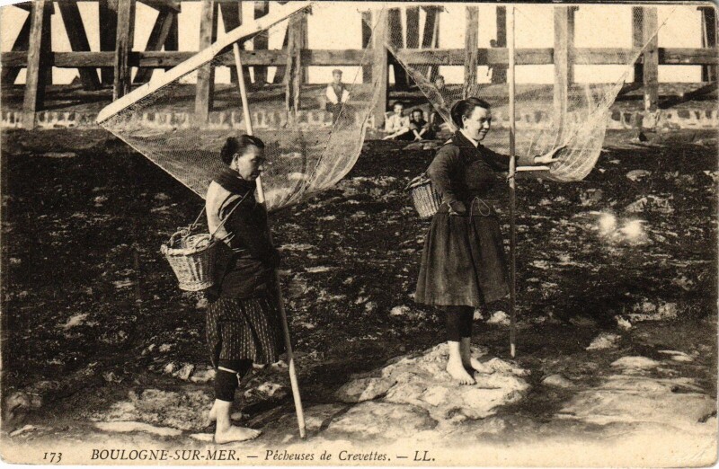 Carte postale ancienne Boulogne-sur-Mer Pecheuses de Crevettes à Boulogne-sur-Mer