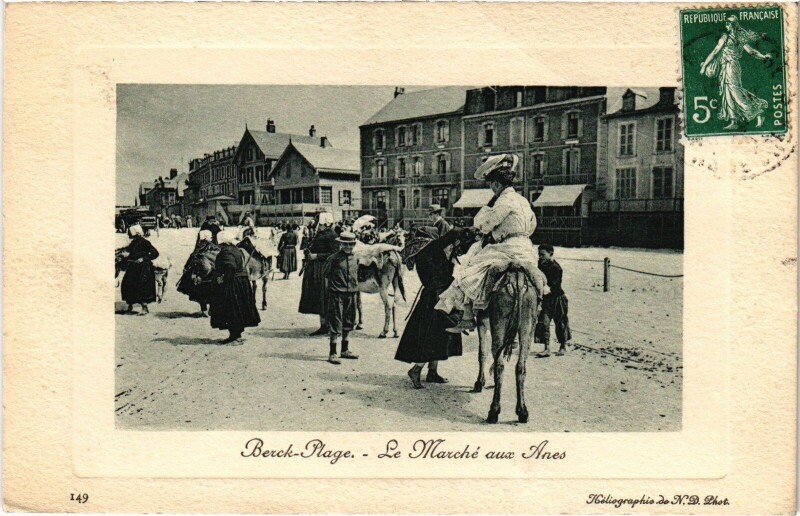 Carte postale ancienne Berck-Plage Le Marché aux Anes à Berck