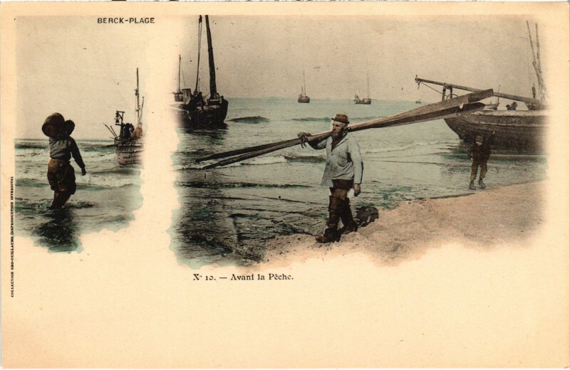 Carte postale ancienne Berck-Plage Avant la peche à Berck