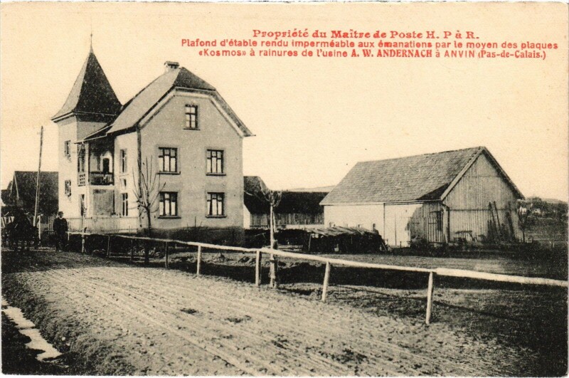 Carte postale ancienne Andernach Anvin maitre de poste à Anvin