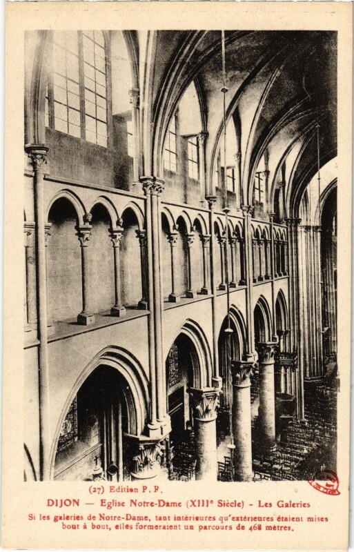 Carte postale ancienne Dijon Eglise Notre Dame Les Galeries à Dijon