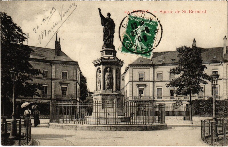 Carte postale ancienne Dijon Statue de Saint-Benard à Dijon