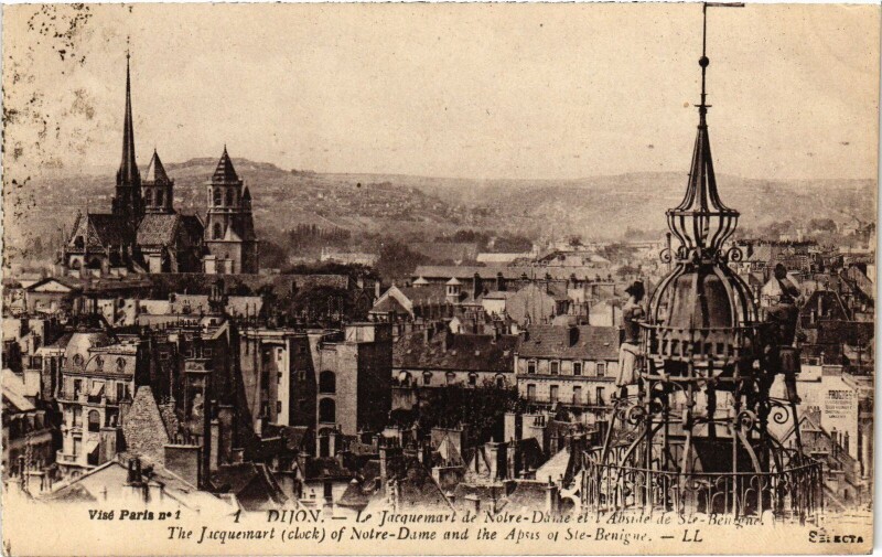 Carte postale ancienne Dijon Jacquemart de Notre Dame à Dijon