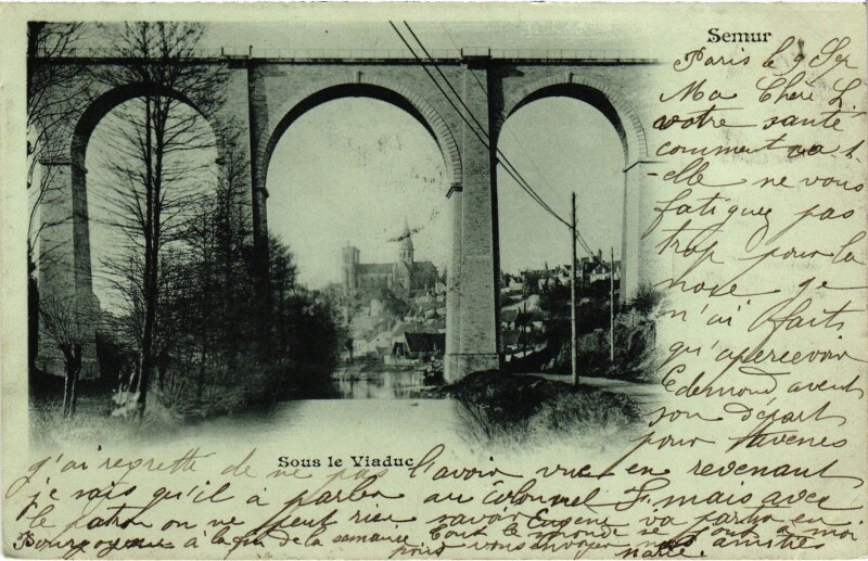 Carte postale ancienne Semur Sous le Viaduc