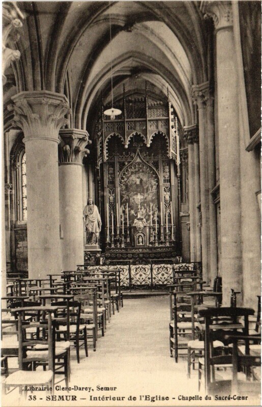 Carte postale ancienne Semur Interieur de l'Eglise