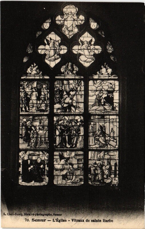 Carte postale ancienne Semur Eglise Vitraux de Sainte-Barbe