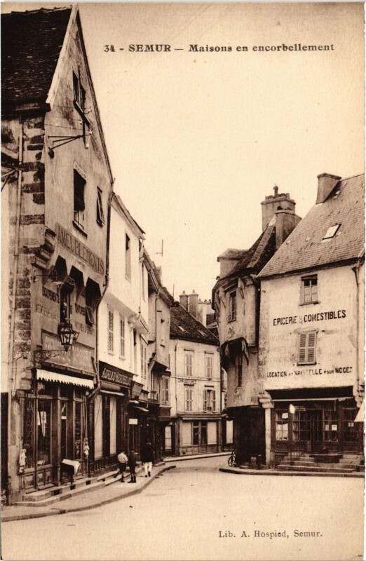 Carte postale ancienne Semur Maisons en encorbellement