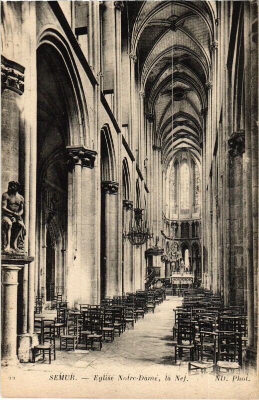 Carte postale ancienne Semur Eglise Notre Dame la Nef
