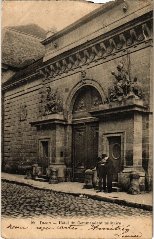 Carte postale ancienne Dijon Hotel du Commandant militaire à Dijon