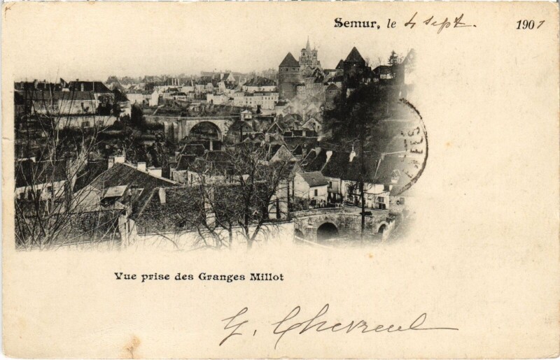 Carte postale ancienne Semur vue prise des Granges Millot