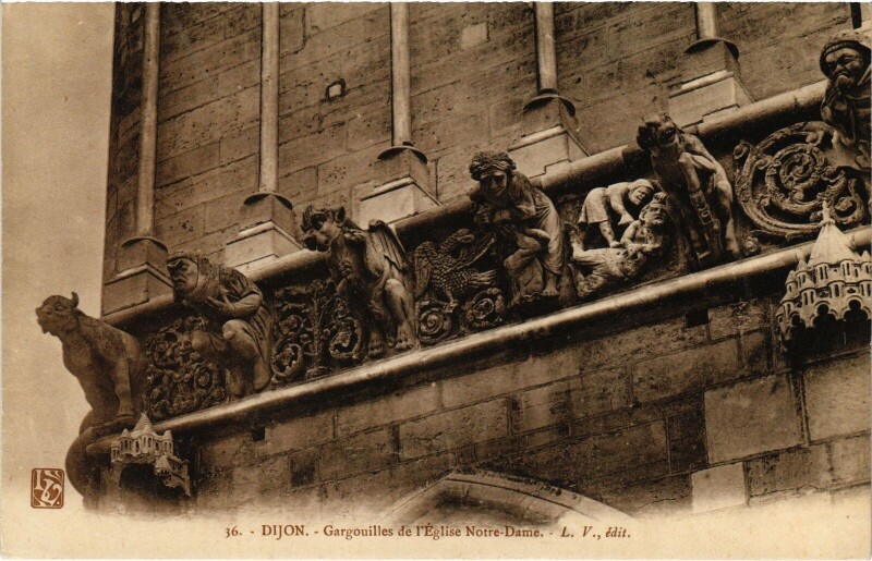 Carte postale ancienne Dijon Gargouilles de Notre Dame à Dijon