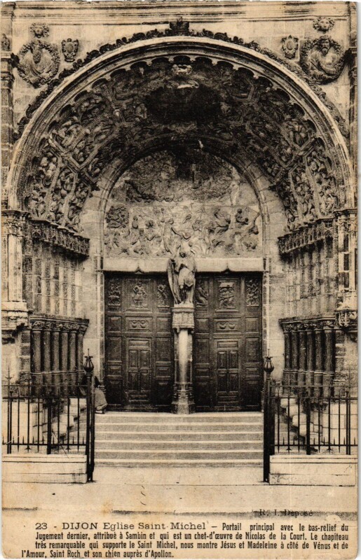 Carte postale ancienne Dijon Eglise Saint-Michel Portail à Dijon
