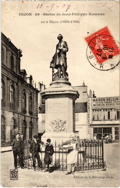Carte postale ancienne Dijon Statue de Jean Philippe Rameau à Dijon