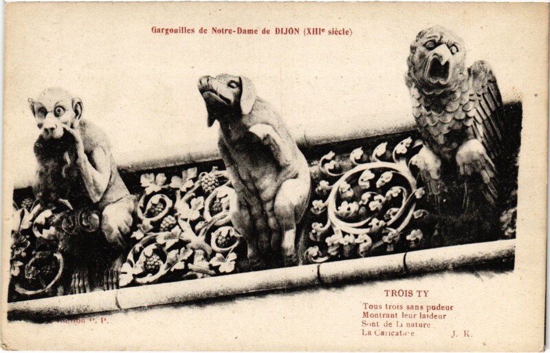 Carte postale ancienne Dijon Gargouilles de Notre Dame à Dijon