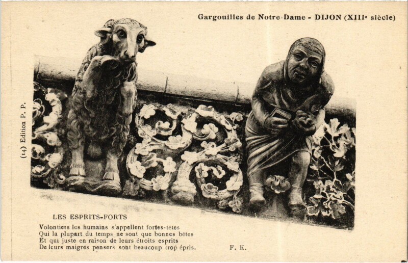 Carte postale ancienne Dijon Gargouilles de Notre Dame à Dijon