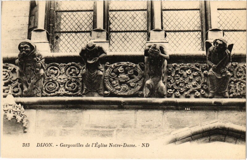 Carte postale ancienne Dijon Gargouilles de Notre Dame à Dijon