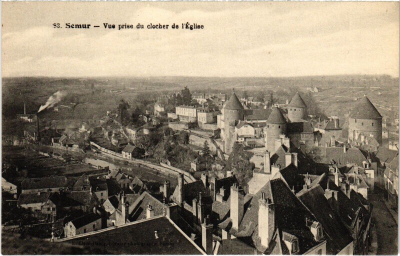 Carte postale ancienne Semur vue prise du Clocher de l'Eglise