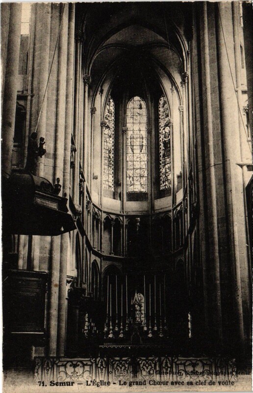 Carte postale ancienne Semur Eglise Grand Choeur