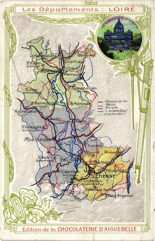 Carte postale ancienne Department map