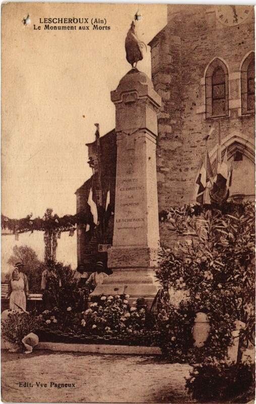 Carte postale ancienne Lescheroux Le Monument aux Morts à Lescheroux