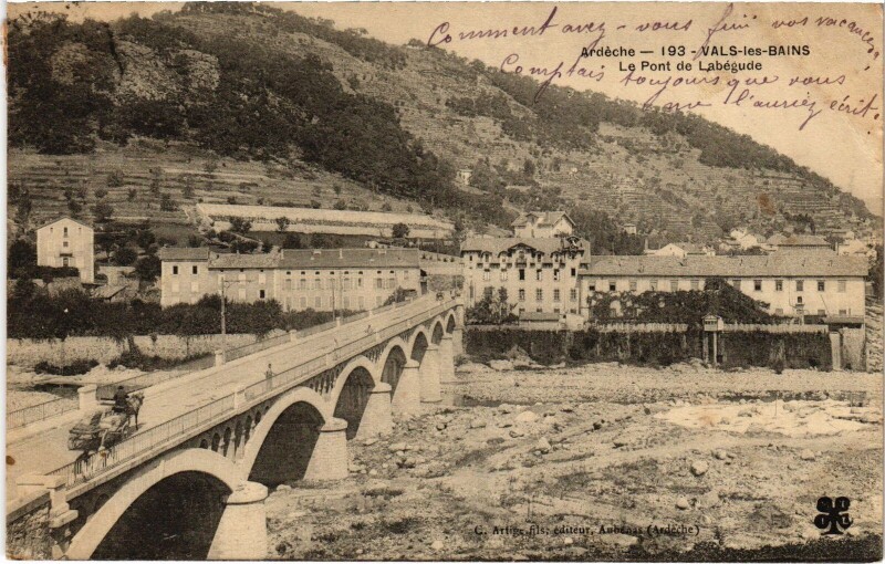 Carte postale ancienne Vals-les-Bains Le Pont de Labégude à Labégude