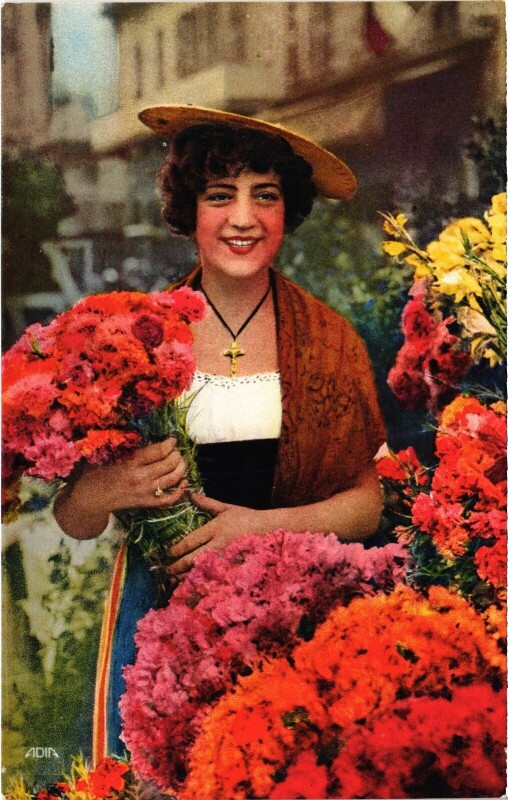 Carte postale ancienne Nice Marchande de Fleurs