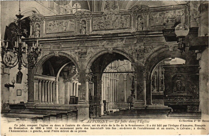 Carte postale ancienne Appoigny Eglise Le Jubé à Appoigny