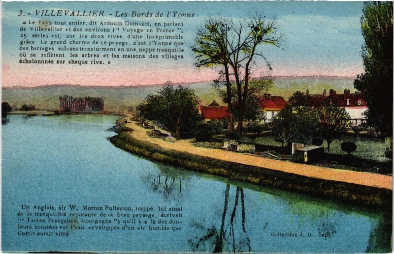 Carte postale ancienne Villevallier Bords de l'Yonne à Villevallier