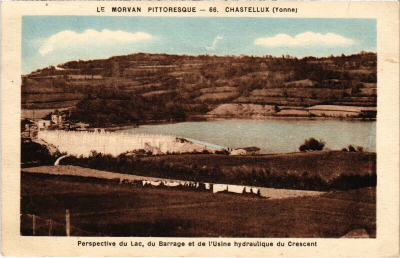 Carte postale ancienne Chastellux Barrage et Usine du Crescent