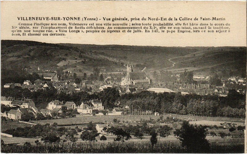 Carte postale ancienne Villeneuve-sur-Yonne vue générale à Villeneuve-sur-Yonne