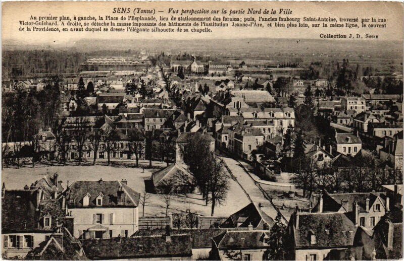 Carte postale ancienne Sens vue perspective