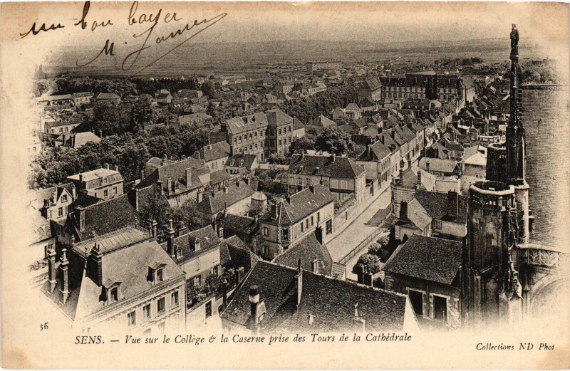 Carte postale ancienne Sens vue sur le college