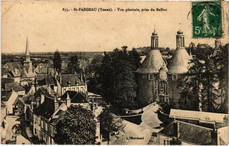 Carte postale ancienne Saint-Fargeau vue générale à Saint-Fargeau