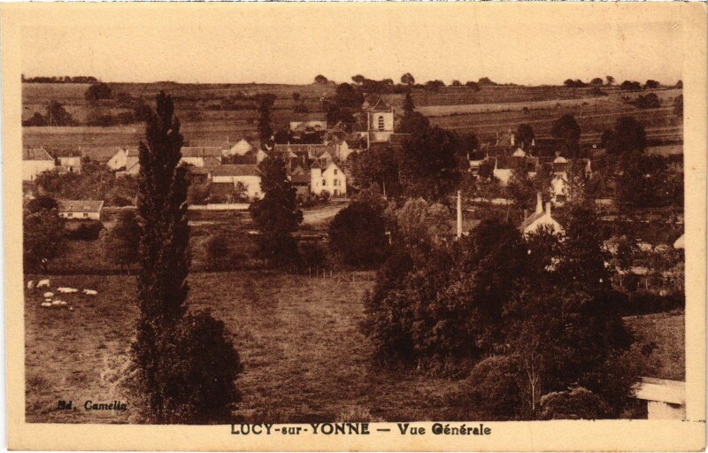 Carte postale ancienne Lucy-sur-Yonne vue générale à Lucy-sur-Yonne