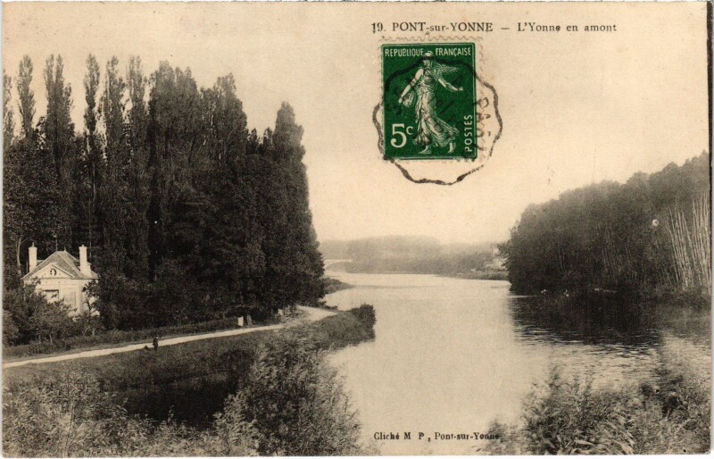 Carte postale ancienne Pont-sur-Yonne Yonne en amont à Pont-sur-Yonne
