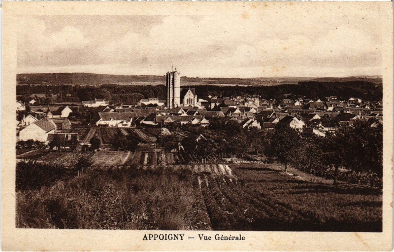 Carte postale ancienne Appoigny vue générale à Appoigny