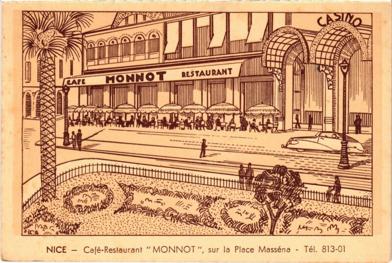 Carte postale ancienne Nice Café-Restaurant Monnot