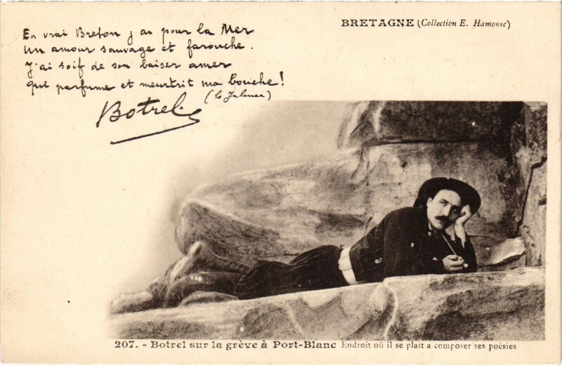 Carte postale ancienne Folklore Penvénan Botrel sur le Greve de Port-Blanc à Penvénan