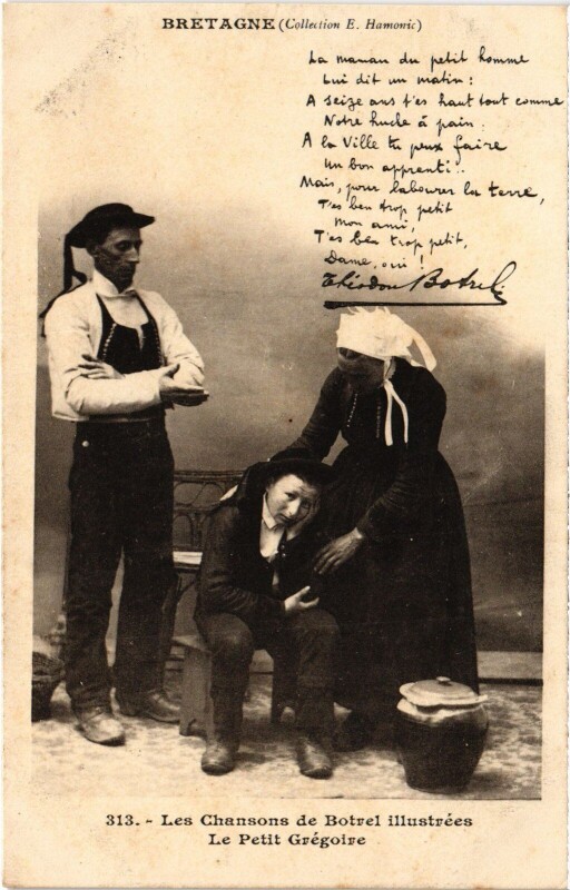 Carte postale ancienne Folklore Chansons de Botrel Le Petit grégoire