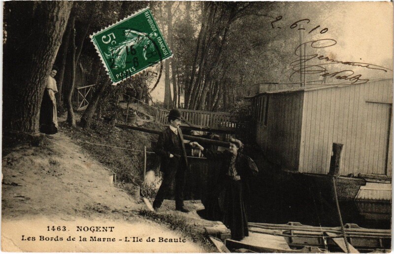 Carte postale ancienne Bords de la marne Nogent Ile de Beauté