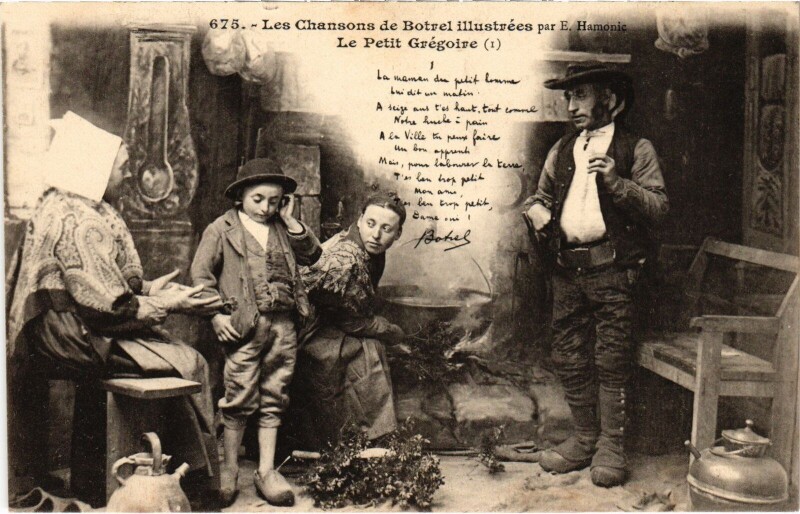 Carte postale ancienne Folklore Chansons de Botrel Le Petit Grégoire