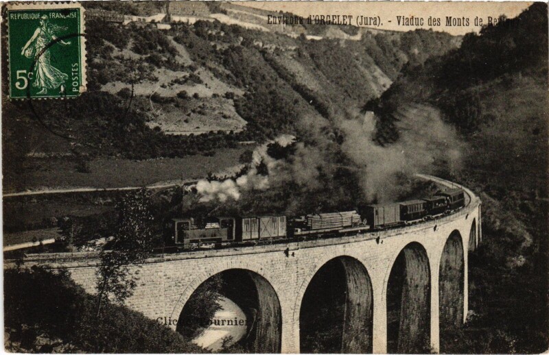 Carte postale ancienne Env. de Orgelet Viaduc des Monts railway à Orgelet