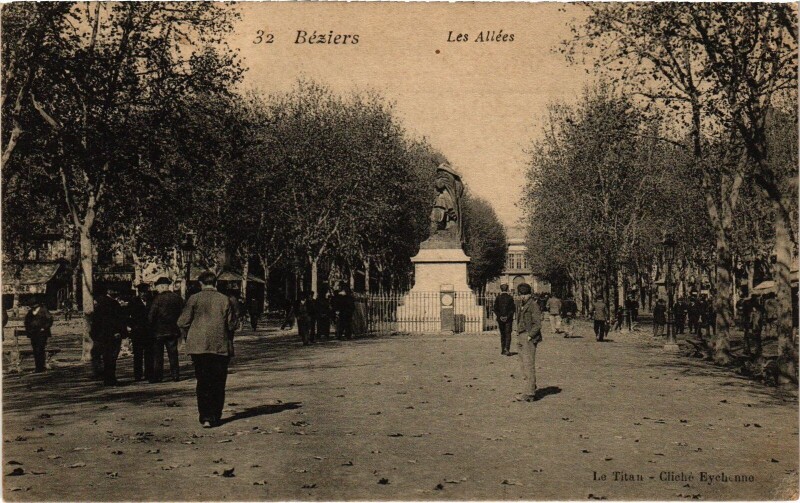 Carte postale ancienne Béziers Les Allées à Béziers