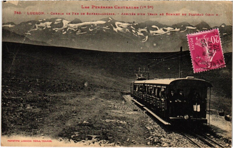 Carte postale ancienne Luchon Chemin de fer de Superbagneres Railway