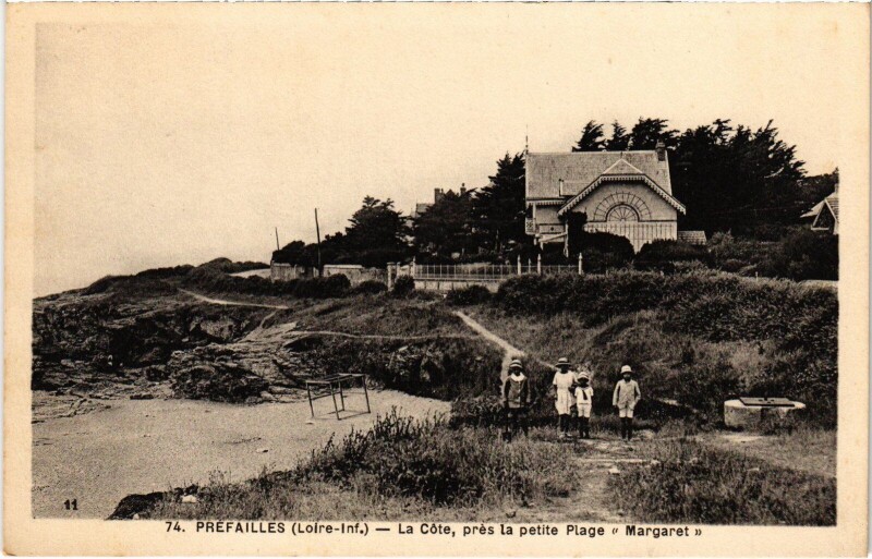 Carte postale ancienne Préfailles La Cote plage margaret à Préfailles