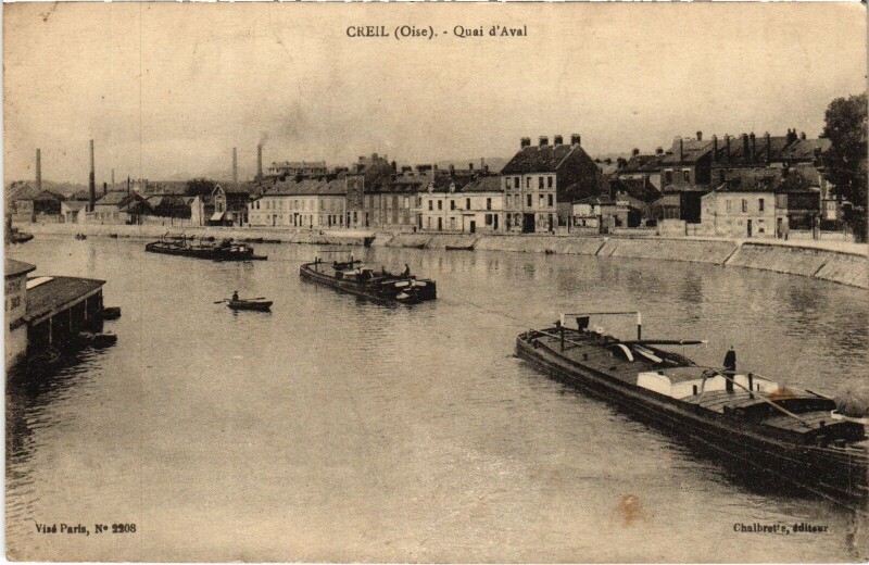 Carte postale ancienne Creil Quai d'Aval à Creil