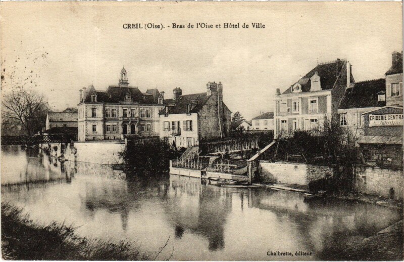 Carte postale ancienne Creil Bras de l'oise à Creil