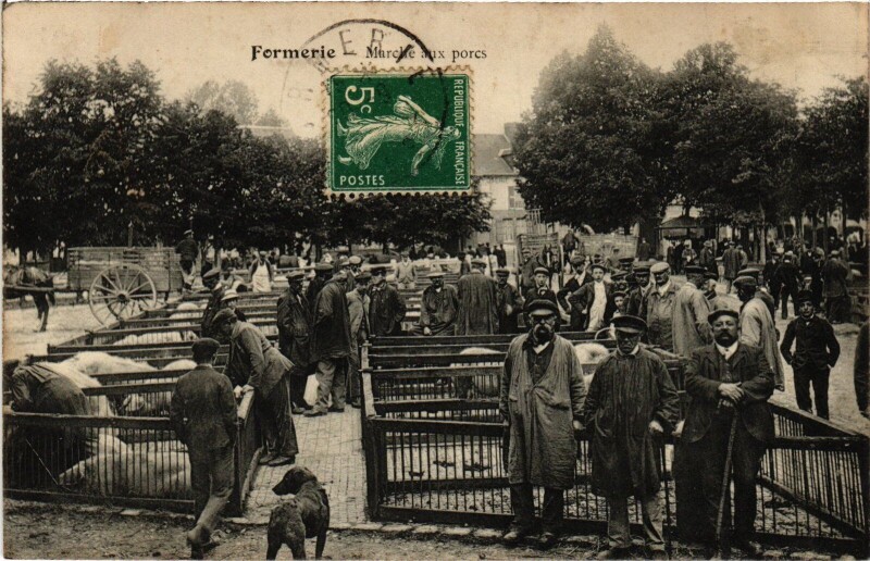 Carte postale ancienne Formerie Marché aux porcs à Formerie